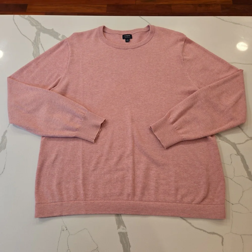 J. Crew 100% Cotton Baby Pink Crewneck Pullover Sweater Size Large - Picture 5 of 7